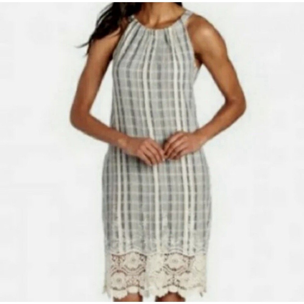 Hope and Harlow Embroidered Lace 100% Cotton Halter Dress Sz 10